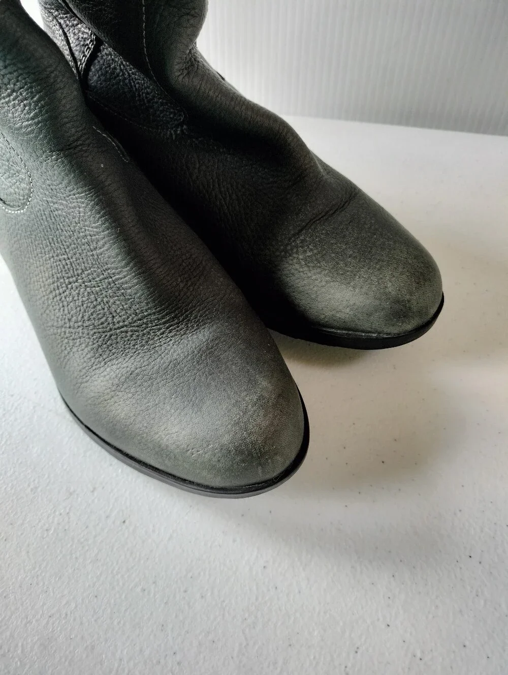 Sorel Danica Classic Tall Womens Leather Charcoal Gray Riding Moto Boots 8 Zip